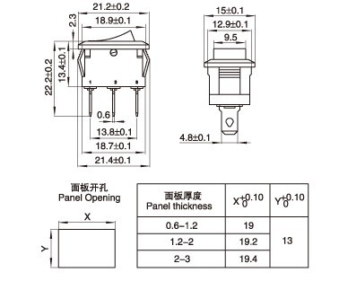10PCS Ship Type Switch 15*21mm 3PIN ON/OFF/ON Rocker Switch 6A/250V 10A/125V 15X21