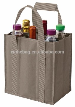 Durable 600D Polyester 6 pack wine bag with reinforced long handles