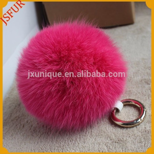 Stylish Dyed Genuine Fox Fur Ball Key Chain For Bag Accessory With Real Fur Pom Poms