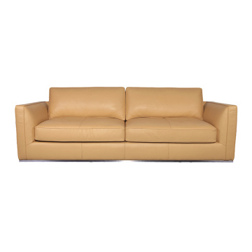 Sofa Beige Leather Richard 3 Tempat duduk