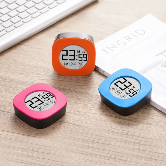 Portable LCD Digital Kitchen Timer and Stopwatch with Touch Screen Display