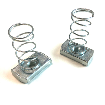 ANSI B18.2.3.3M Certified Stainless Steel Spring Channel Nuts: Various Sizes with Galvanized, Zinc Plated, and Nickel Plated Finishes - Hex Head