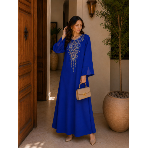 رویال آبی دوزی منجوق شراره آستین Abaya