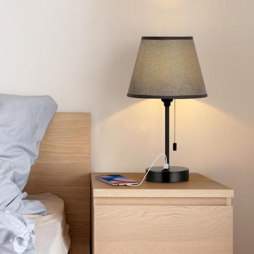 Set of 2 Black Small Nightstand Lamp