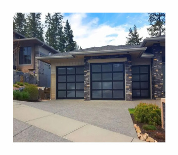 Black Aluminum Glass Garage Door - Low Price Full View Segmented Fast Installation