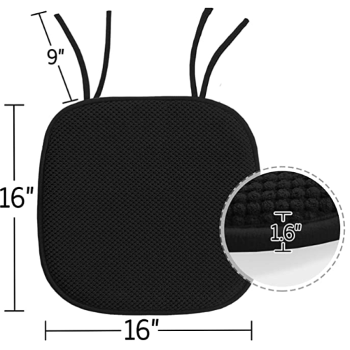 Comfort Memory Foam Chair Seat Cushion, Black