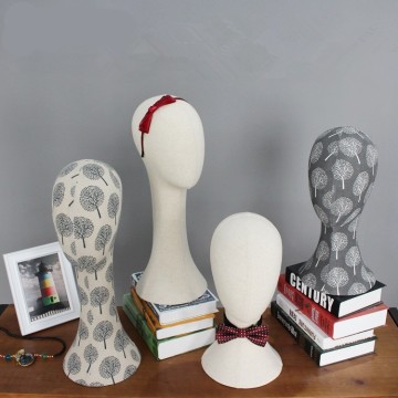 Hat and scarf display fabric wooden mannequin head
