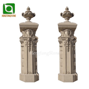Marble Outdoor Columns and Sculptures for Home Gates and Pillars