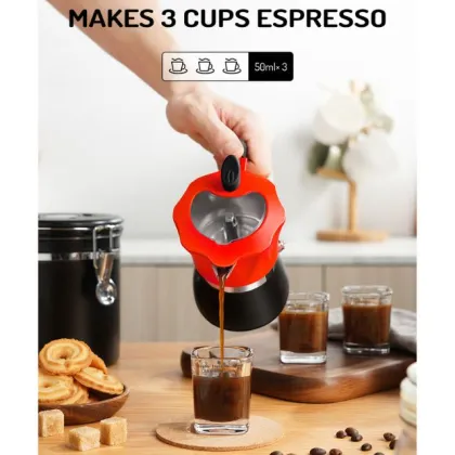 Cappuccino Latte Manual Moka Pot Stovetop Espresso Maker 3 Cup