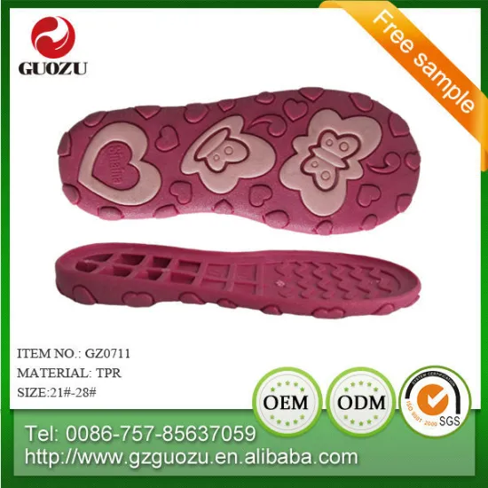 colorful kids tpr shoe sole for shoes making
