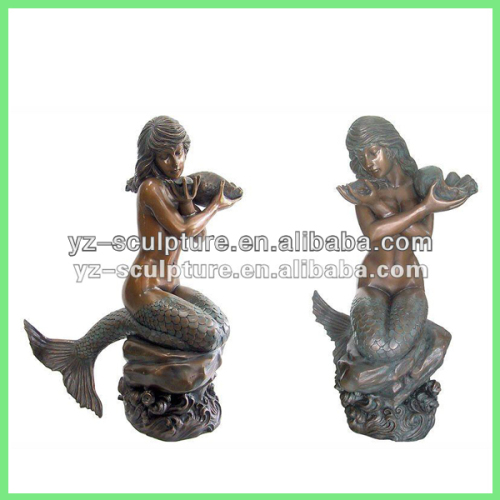 Bronze mermaid water fountain