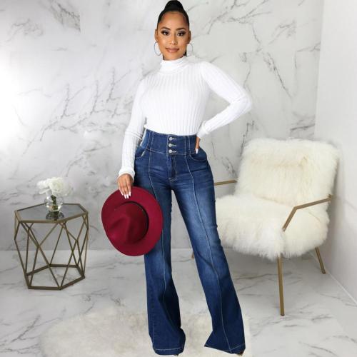 Femmes Bell Bottom Jeans élastiques