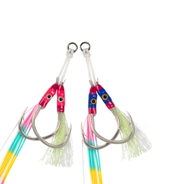 Jig lento luminoso de color mixto con ganchos de doble asistencia
