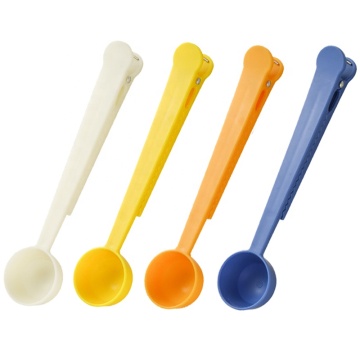 Colorful Food Grade ABS Tea Spoon with Integrated Bag Clip - Multifunctional Serve