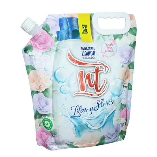 Custom Digital Printing Reusable Plastic Laundry Bag with Detergent Pouch and Spout