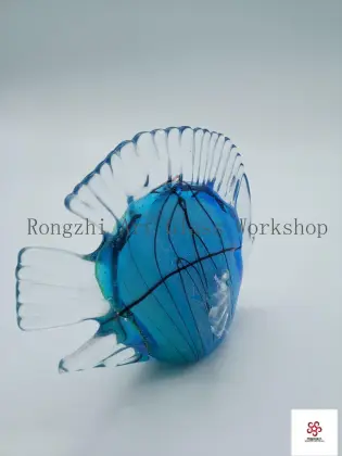 Water Blue Fish Glass Sculpture