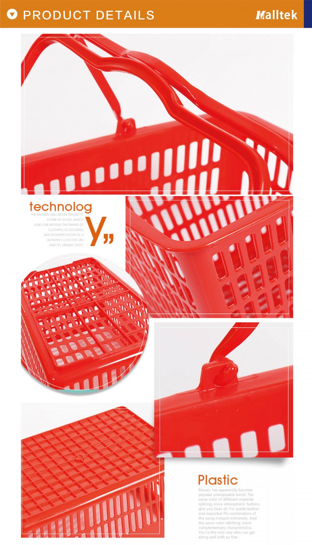 Nice Selling Durable Handle Plastic Supermarket Hand Shopping Basket