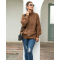 Womens Cable Knit Turtleneck Pullover