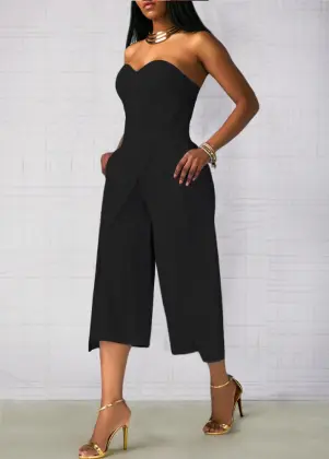 Women Office Loose Wide Leg Pants Jumpsuits