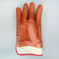 茶色のPVC含浸針綿安全カフ手袋