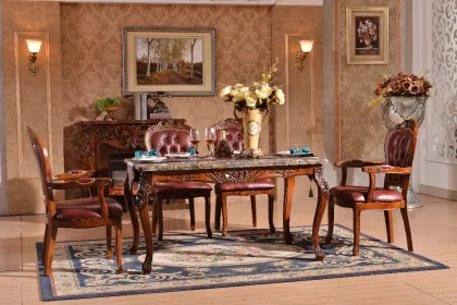 Factory price classic wood legs marble dining table
