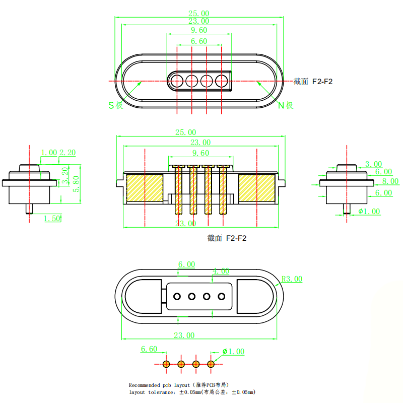 4-pin Male and Female Magnetic