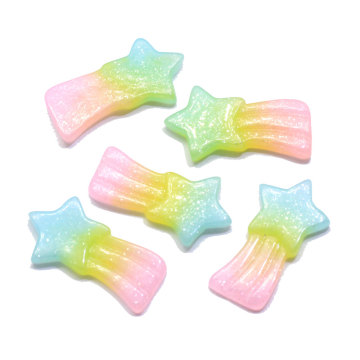 Cute Gradient Color Meteor Flatback Resin Cabochon Scrapbook DIY Star For Phone DIY Decoration Art