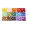 15 boîtes de 2 mm de graines de graines kit de perles de tube mélangées