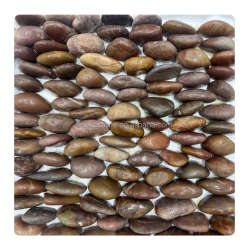 Natural Red Pebble Stone Mosaic Tiles for Flooring, Wall, Garden, and Home Decoration