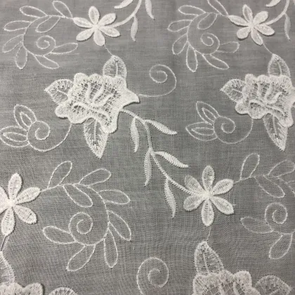 White Swiss Voile Lace Golden Supplier Embroidery Lace Fabric in India