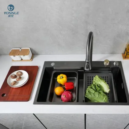 Feiyu Waterfall Sink: 304 Stainless Steel Kitchen Basin with Single Bowl Design