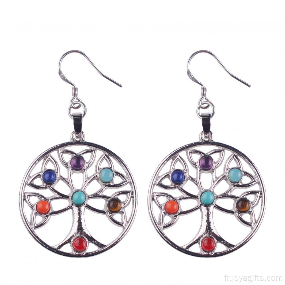 Vogue femmes inox Chakra Stone boucles d’oreilles longues