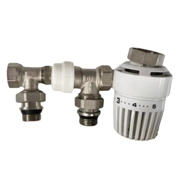 Glosok HVAC Brass Underfloor 1/2" Towel Warmer Angled Hot Water Thermostatic Radiator Valve Sensor Kit