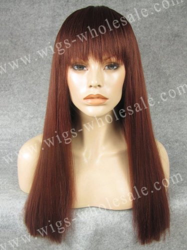 Henry Margu Wigs 35# Auburn Fashion Spring Yaki Hair Straight Swiss Front Lace Wig