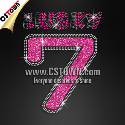 Numbers with words iron on custom rhinestone transfres in bulk