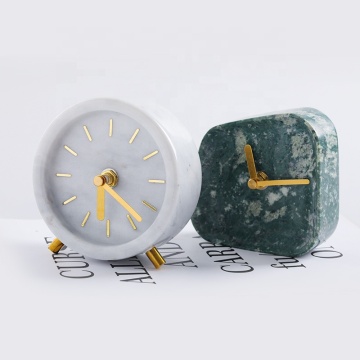 High-end Decorative Marble Stone Irregular Round Wall Clock - Classic Quartz Design for Living Room and Office Tables