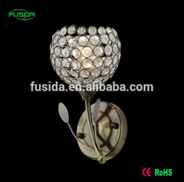 0920/K Hot selling indoor crystal iron base wall lamp for home/hotel/restaurant