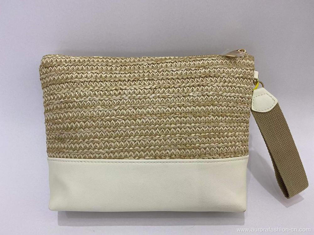 Women raffia two colors promotional straw Handbag