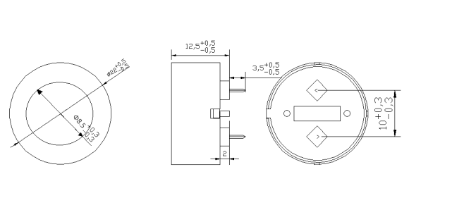 22x12mm Piezoelectric Trasducer Buzzer 1-30V 4000Hz 