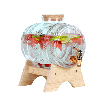 1000ml Glass Barrel Dispenser with Cork and Faucet by Fanos