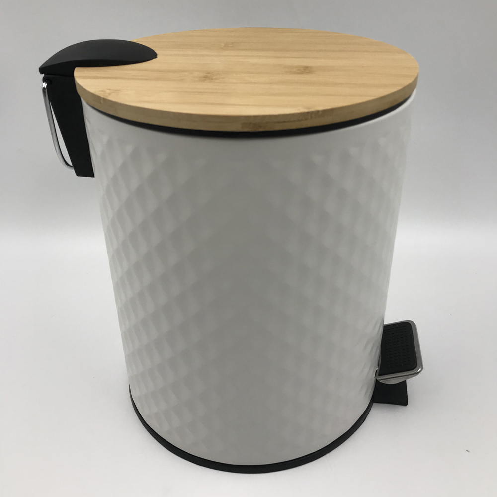 Bamboo Lid Pedal Trash Can