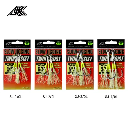 JK SJ-L 2Set/Pack Silver Fishing Hooks High Carbon Steel Luminous Assist