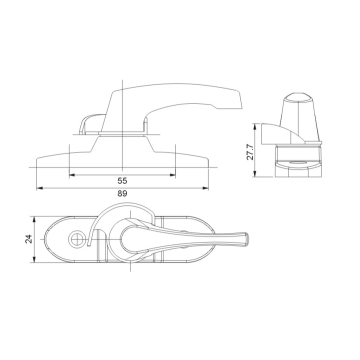 Accesorios para ventanas corredizas Cerradura de media luna de aleación de aluminio