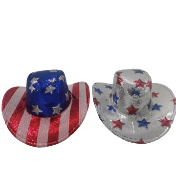 Patriotic Sequin Cowboy Hat - Red White & Blue 4th of July Hat