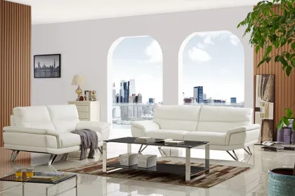 Bright Hue Leather Sofa