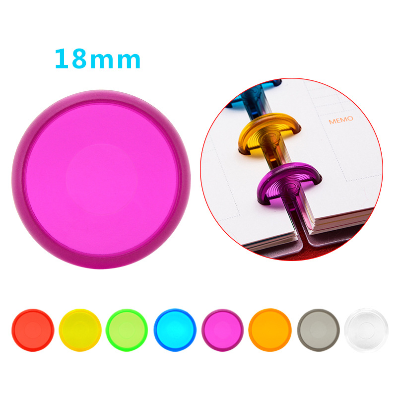 24PCS Binding Disc Buckle 18/24/28MM Candy Color Mushroom Hole Binding Disc Plastic DIY 360 Degree DIY Office Supplies