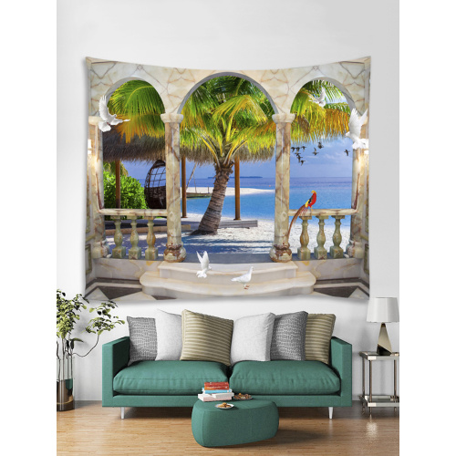 Tapestry Wall Hanging Beach Sea Series Tapestry Tropical Style Sunrise Coconut Tree Tapestry for Bedroom Home Dorm Decor