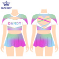 Custom Sublimation Cheer ერთგვაროვანი შესრულება აცვიათ გულშემატკივართა უნიფორმა