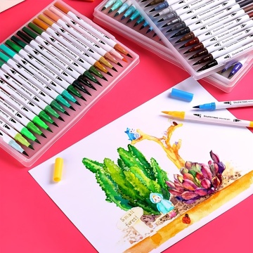 2023 Custom Logo Multi-Color Dual Tip Non-Toxic Permanent Art Marker Pens