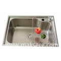 Stainless steel sink in home kitchen